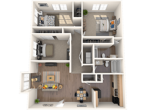 Derby Park Apartments 3b2b floor plans